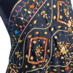 Handcrafted Black Georgette Dupatta with Multicolor Kutchi Embroidery and Mirror Work