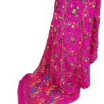 Magenta Handcrafted Phulkari Saree with Multicolor Floral and Mirror Embroidery